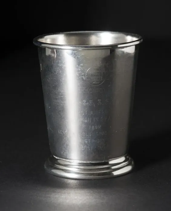 Framed Print : Ninety-Nines Silver Cup Award presented to Sally Ride, 1980s. Creator: Unknown Framed Print : Ninety-Nines Silver Cup Award presented to Sally Ride, 1980s. Creator: Unknown