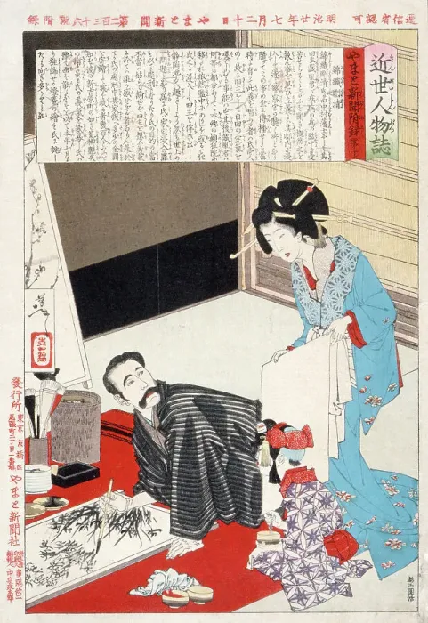Framed Print : Nishigori Takekiyo Painting, July 1887. Creator: Tsukioka Yoshitoshi Framed Print : Nishigori Takekiyo Painting, July 1887. Creator: Tsukioka Yoshitoshi