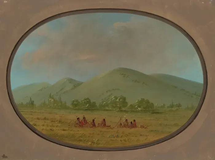 Framed Print : Nishnabotana Bluffs, Upper Missouri, 1861 / 1869. Creator: George Catlin Framed Print : Nishnabotana Bluffs, Upper Missouri, 1861 / 1869. Creator: George Catlin
