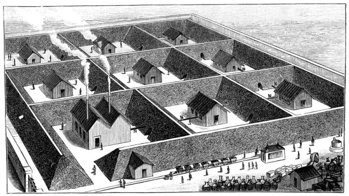 Framed Print : Nitroglycerin processing plant, explosives factory, Val Bormida, near Cengio, Italy, 1888 Framed Print : Nitroglycerin processing plant, explosives factory, Val Bormida, near Cengio, Italy, 1888