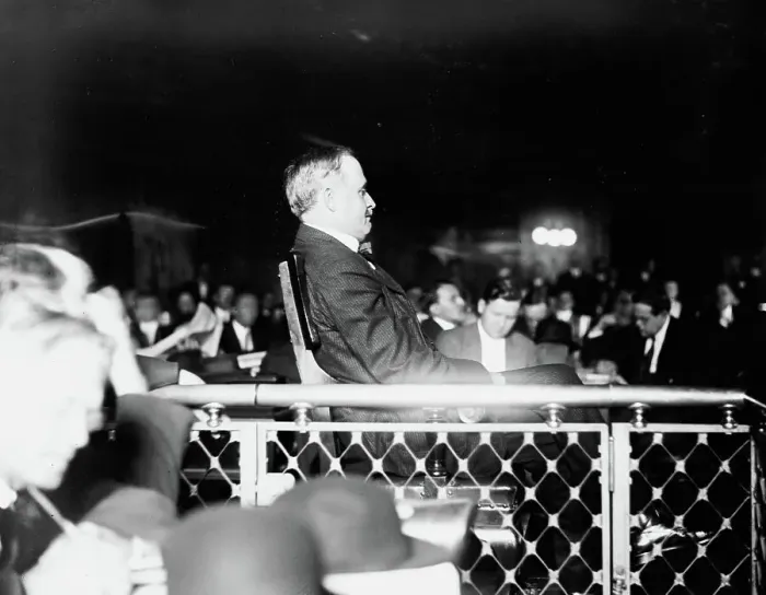 Framed Print : N.J. Hayes on stand, 1912. Creator: Bain News Service Framed Print : N.J. Hayes on stand, 1912. Creator: Bain News Service