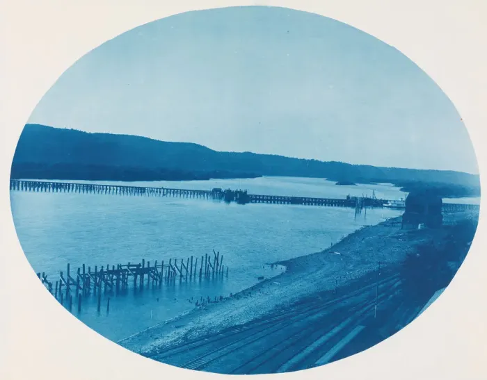 Framed Print : No. 193a. Old Ponton Bridge at Prairie du chien, Wisconsin, 1885. Creator: Henry Bosse Framed Print : No. 193a. Old Ponton Bridge at Prairie du chien, Wisconsin, 1885. Creator: Henry Bosse