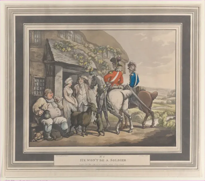 Framed Print : No. 2: He Won't Be A Soldier, May 1, 1798. Creator: Heinrich Schutz Framed Print : No. 2: He Won't Be A Soldier, May 1, 1798. Creator: Heinrich Schutz
