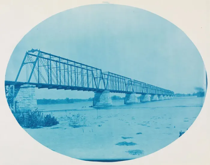 Framed Print : No. 204. Iowa Central Railway Bridge at Keithsburg, Illinois, 1889. Creator: Henry Bosse Framed Print : No. 204. Iowa Central Railway Bridge at Keithsburg, Illinois, 1889. Creator: Henry Bosse