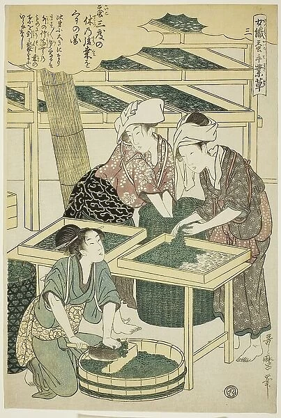No. 3 (san), from the series 'Women Engaged in the Sericulture Industry (Joshoku... c. 1798 / 1800. Creator: Kitagawa Utamaro. No. 3 (san), from the series 'Women Engaged in the Sericulture Industry (Joshoku... c. 1798 / 1800)