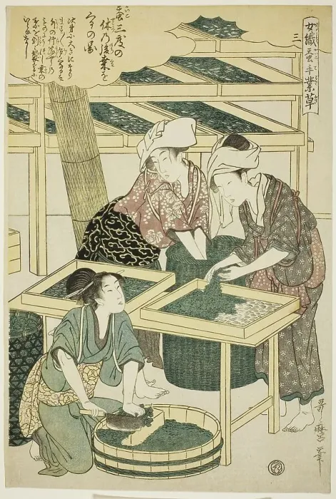 Framed Print : No. 3 (san), from the series Women Engaged in the Sericulture Industry (Joshoku... c. 1798 / 1800. Creator: Kitagawa Utamaro. No. 3 (san), from the series Women Engaged in the Sericulture Industry (Joshoku... c. 1798 / 1800)