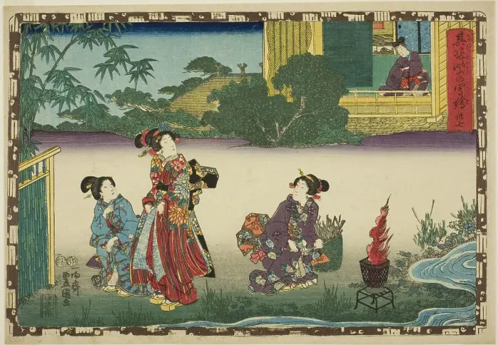 Framed Print : No. 37, from the series That Purple Image in Magic Lantern Shows (Sono sugata yukari... c1847 / 52. Creator: Utagawa Kunisada. No. 37, from the series That Purple Image in Magic Lantern Shows (Sono sugata yukari... c1847 / 52) Framed Print : No. 37, from the series That Purple Image in Magic Lantern Shows (Sono sugata yukari... c1847 / 52. Creator: Utagawa Kunisada. No. 37, from the series That Purple Image in Magic Lantern Shows (Sono sugata yukari... c1847 / 52)