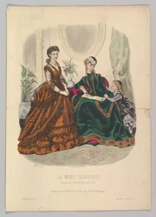 Framed Print : No. 51 from La Mode Illustree, 1869. Creator: Adele-Anais Colin Framed Print : No. 51 from La Mode Illustree, 1869. Creator: Adele-Anais Colin