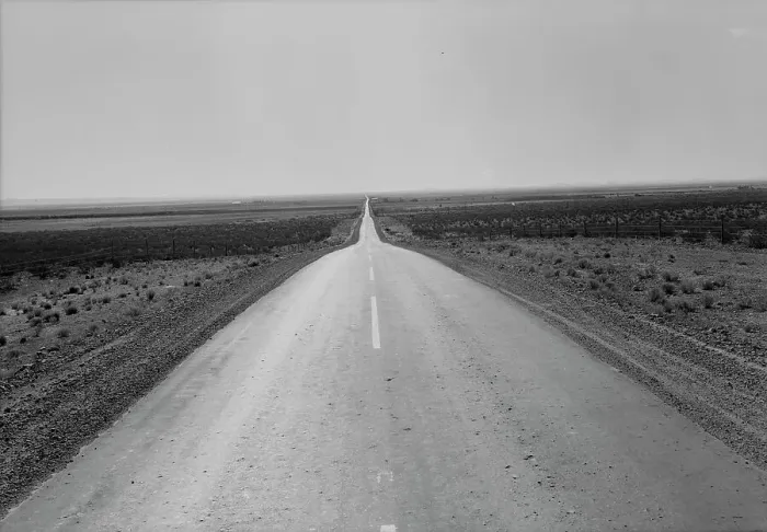Framed Print : US No. 54, north of El Paso, Texas, 1938. Creator: Dorothea Lange Framed Print : US No. 54, north of El Paso, Texas, 1938. Creator: Dorothea Lange