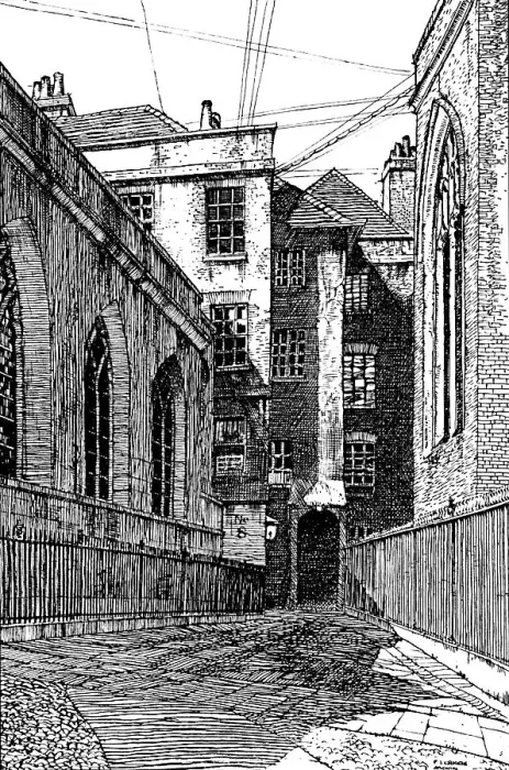 Framed Print : No. 8, Cliffords Inn, and Hall on Left, 1903 Framed Print : No. 8, Cliffords Inn, and Hall on Left, 1903