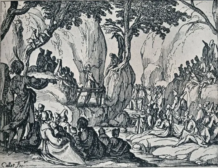 Framed Print : No. III. -St. John Preaching, 1635, (1924). Artist: Jacques Callot Framed Print : No. III. -St. John Preaching, 1635, (1924). Artist: Jacques Callot