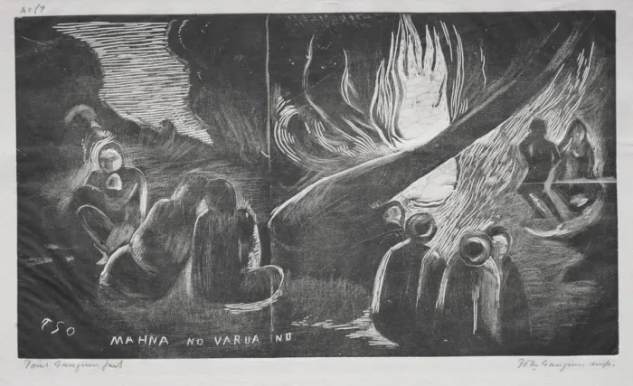 Framed Print : Noa Noa; The Devil Speaks (Mahna No Varua Ino), 1893-94. Creator: Paul Gauguin (French, 1848-1903) Framed Print : Noa Noa; The Devil Speaks (Mahna No Varua Ino), 1893-94. Creator: Paul Gauguin (French, 1848-1903)