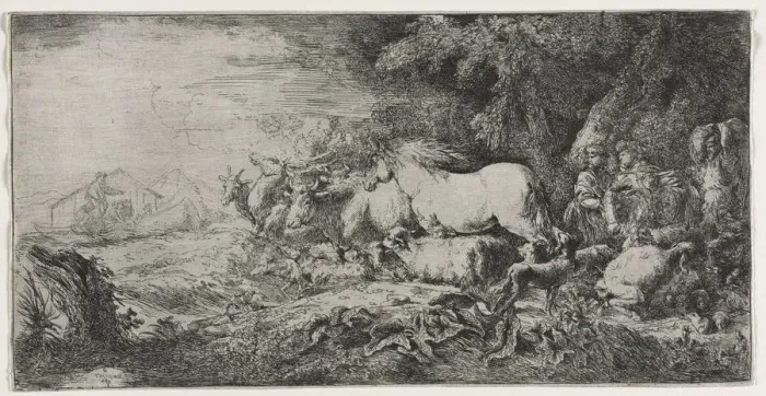 Framed Print : Noah and the Animals Entering the Ark, 1650-1655. Creator: Giovanni Benedetto Castiglione (Italian Framed Print : Noah and the Animals Entering the Ark, 1650-1655. Creator: Giovanni Benedetto Castiglione (Italian