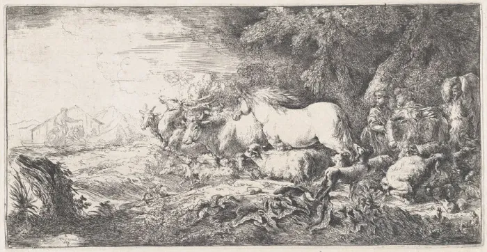 Framed Print : Noah and the animals entering the ark, ca. 1650-55. Creator Framed Print : Noah and the animals entering the ark, ca. 1650-55. Creator