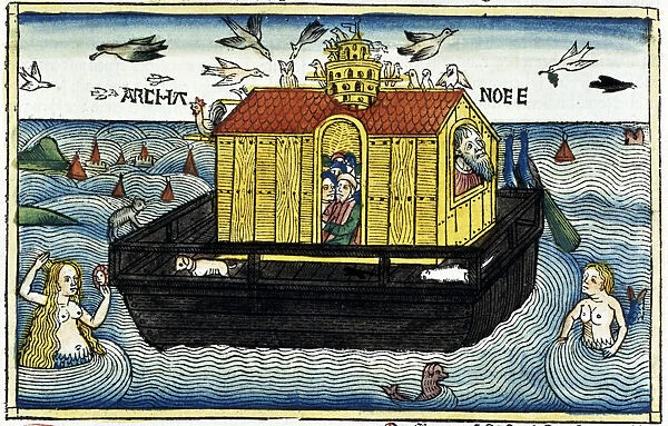 Noahs Ark. Scene from Genesis 6: 11-24. After the Nuremberg Bible, German, 15th century