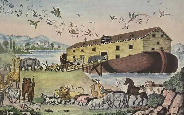 Noahs Ark, - Gen. VII 15, pub. 1865, Currier & Ives (Colour Lithograph)