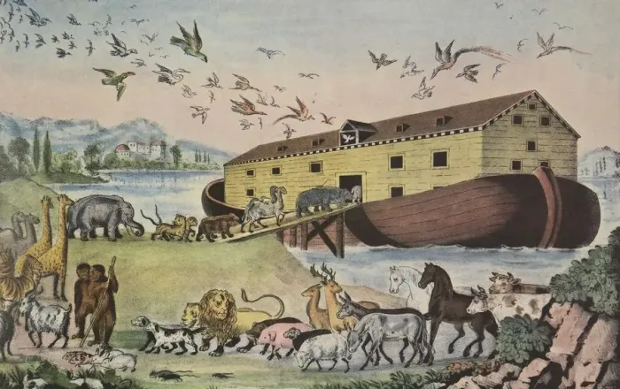 Framed Print : Noahs Ark, - Gen. VII 15, pub. 1865, Currier & Ives (Colour Lithograph) Framed Print : Noahs Ark, - Gen. VII 15, pub. 1865, Currier & Ives (Colour Lithograph)