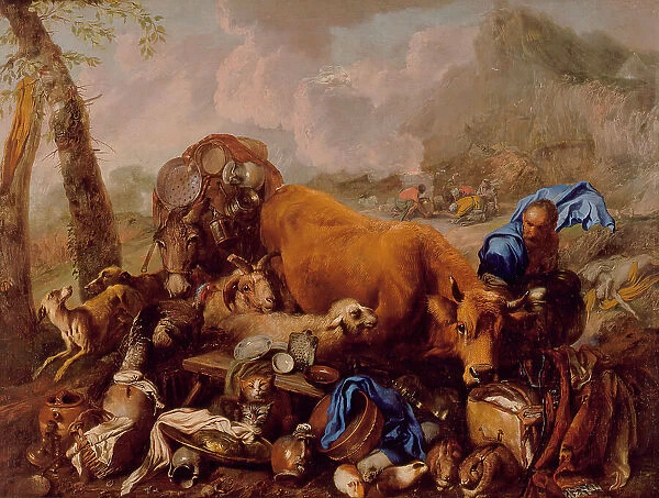 Noah's Sacrifice after the Deluge, between 1650 and 1655. Creator: Giovanni Benedetto Castiglione