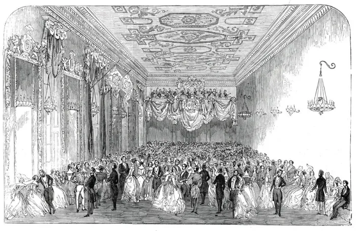 Framed Print : The Nobilitys Ball, in the Banqueting-Room of Harewood House, 1845. Creator: Unknown Framed Print : The Nobilitys Ball, in the Banqueting-Room of Harewood House, 1845. Creator: Unknown