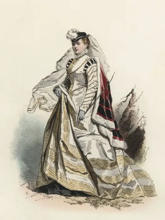 Framed Print : Noble Lady of northern Germany, in the modern age, color engraving 1870 Framed Print : Noble Lady of northern Germany, in the modern age, color engraving 1870