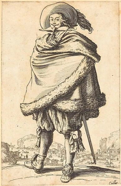 Noble Man Strapped in a Mantle Trimmed with Fur, c. 1620  /  1623. Creator: Jacques Callot