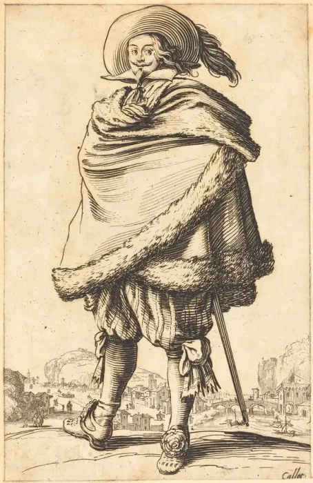 Framed Print : Noble Man Strapped in a Mantle Trimmed with Fur, c. 1620 / 1623. Creator: Jacques Callot Framed Print : Noble Man Strapped in a Mantle Trimmed with Fur, c. 1620 / 1623. Creator: Jacques Callot