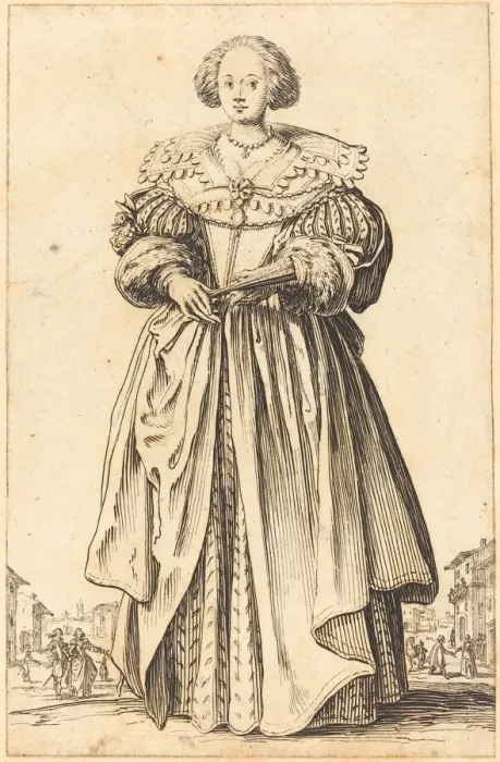 Framed Print : Noble Woman with Fan, c. 1620 / 1623. Creator: Jacques Callot Framed Print : Noble Woman with Fan, c. 1620 / 1623. Creator: Jacques Callot