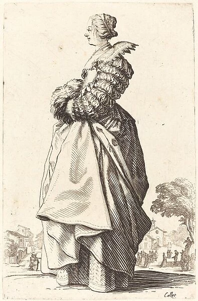 Noble Woman in Profile with her Hands in a Muff, c. 1620  /  1623. Creator: Jacques Callot