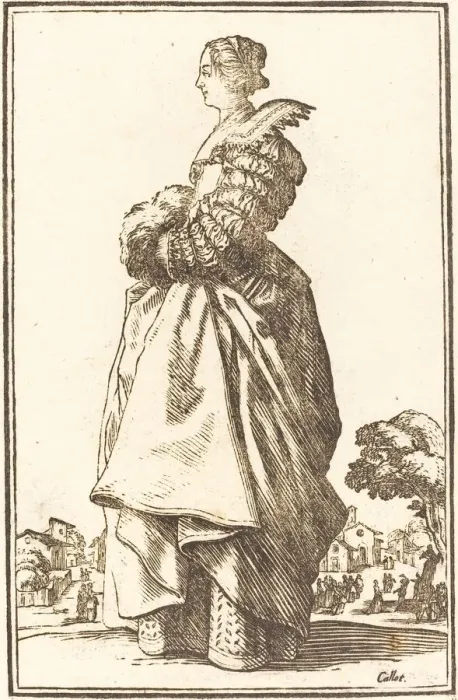 Framed Print : Noble Woman in Profile with her Hands in a Muff. Creator: Unknown Framed Print : Noble Woman in Profile with her Hands in a Muff. Creator: Unknown