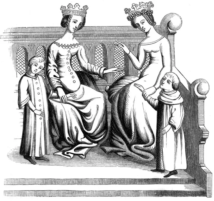 Framed Print : Noble women and children, 14th century (1849) Framed Print : Noble women and children, 14th century (1849)