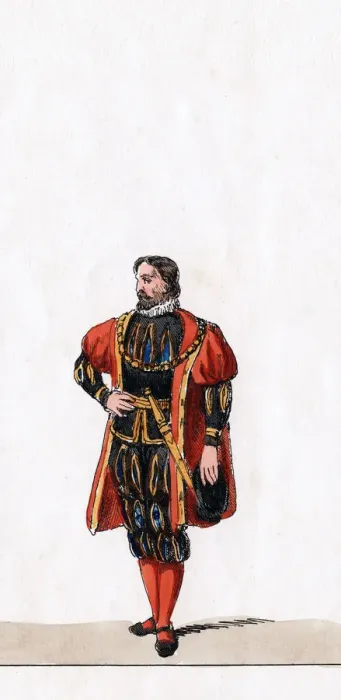 Framed Print : Nobleman, costume design for Shakespeares play, Henry VIII, 19th century Framed Print : Nobleman, costume design for Shakespeares play, Henry VIII, 19th century