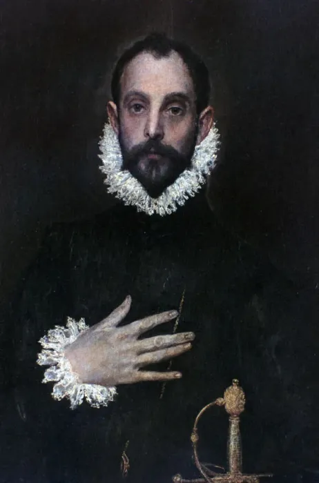Framed Print : A Nobleman with his Hand on his Chest, c1577-1584. Artist: El Greco Framed Print : A Nobleman with his Hand on his Chest, c1577-1584. Artist: El Greco