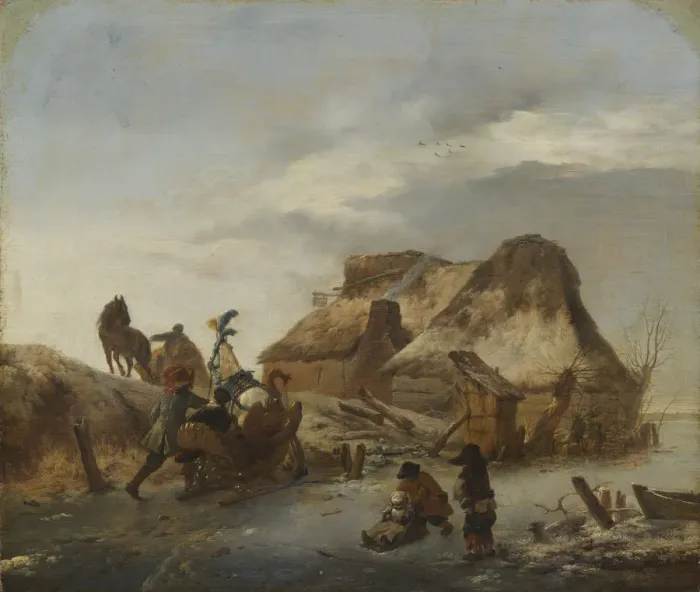 Framed Print : A Noblemans Sleigh on the Ice, c. 1646 Framed Print : A Noblemans Sleigh on the Ice, c. 1646