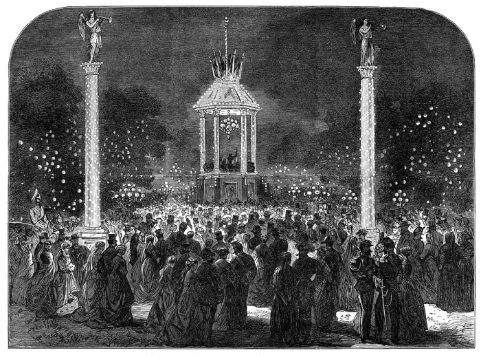 Framed Print : Nocturnal Fête at Florence in honour of the Marriage of the Crown Prince of Italy, 1868. Creator: Unknown Framed Print : Nocturnal Fête at Florence in honour of the Marriage of the Crown Prince of Italy, 1868. Creator: Unknown