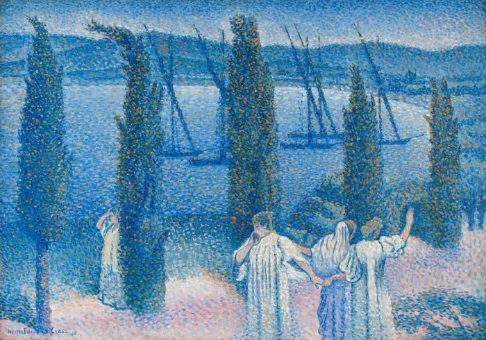 Framed Print : Nocturne with Cypresses (Nocturne aux cypres), 1896. Creator: Cross, Henri Edmond (1856-1910) Framed Print : Nocturne with Cypresses (Nocturne aux cypres), 1896. Creator: Cross, Henri Edmond (1856-1910)