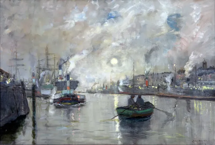 Framed Print : Nocturne, River Clyde, c1887. Creator: James Kay Framed Print : Nocturne, River Clyde, c1887. Creator: James Kay