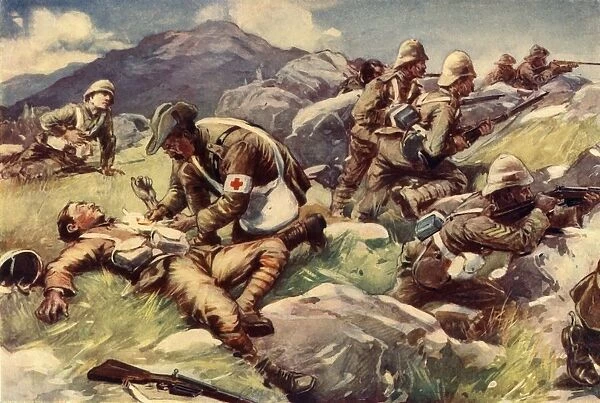 A Non-Combatant Hero - An Army Doctor at Work in the Firing Line, 1902. Creator: Unknown