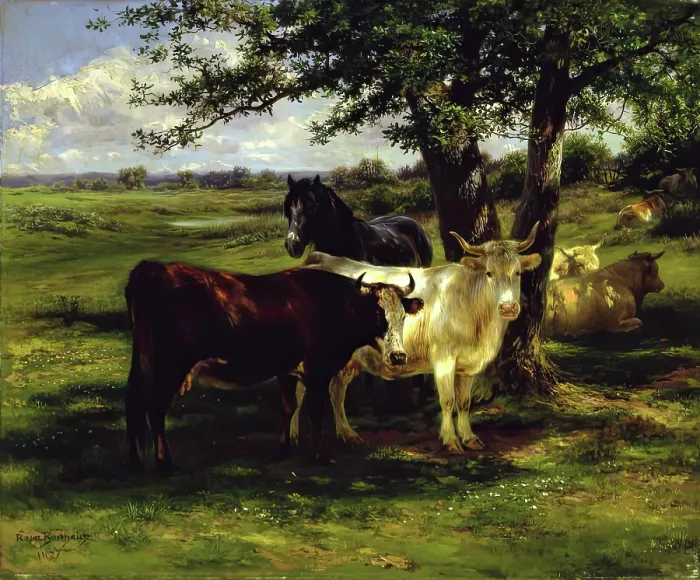 Framed Print : Noon Day Rest, 1877. Creator: Rosa Bonheur Framed Print : Noon Day Rest, 1877. Creator: Rosa Bonheur
