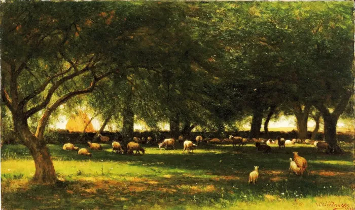 Framed Print : Noon in the Orchard, 1900. Creator: Worthington Whittredge Framed Print : Noon in the Orchard, 1900. Creator: Worthington Whittredge