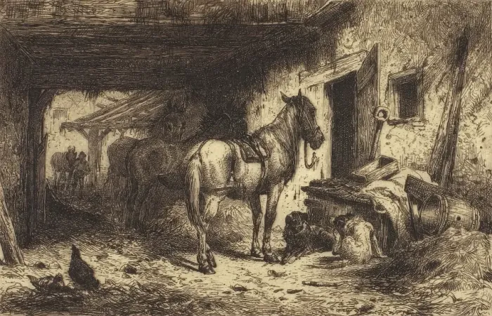 Framed Print : The Noonday Rest, 1877. Creator: Peter Moran Framed Print : The Noonday Rest, 1877. Creator: Peter Moran