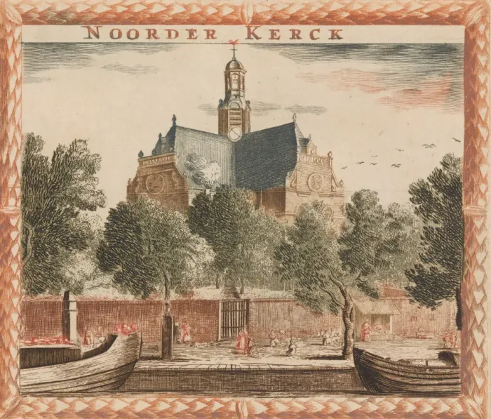 Framed Print : Noorder Kerck, in: Tooneel Der Voornaamste Nederlands Huizen, En Lust Hoven