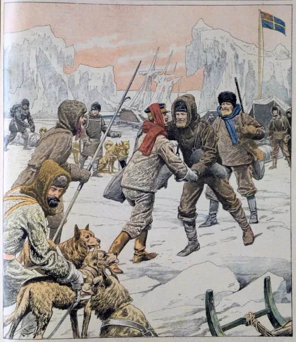 Framed Print : Nordenskjold rescued from Snow Hill Island, Antarctica, 1903 Framed Print : Nordenskjold rescued from Snow Hill Island, Antarctica, 1903