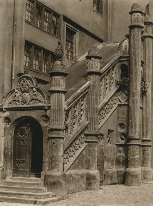 Framed Print : Nordlingen - Town Hall Stairs, 1931. Artist: Kurt Hielscher Framed Print : Nordlingen - Town Hall Stairs, 1931. Artist: Kurt Hielscher