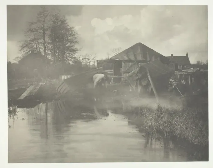Framed Print : A Norfolk Boat-Yard, 1886. Creator: Peter Henry Emerson