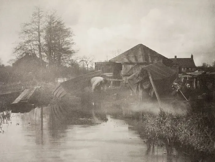 Framed Print : A Norfolk Boat-Yard, 1886. Creator: Peter Henry Emerson Framed Print : A Norfolk Boat-Yard, 1886. Creator: Peter Henry Emerson