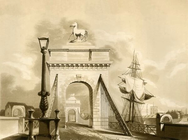 Norfolk Bridge, New Shoreham, 1835. Creator: George Baxter