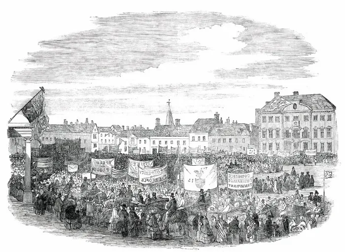 Framed Print : Norfolk Estuary - the Procession in Lynn, 1850. Creator: Unknown Framed Print : Norfolk Estuary - the Procession in Lynn, 1850. Creator: Unknown