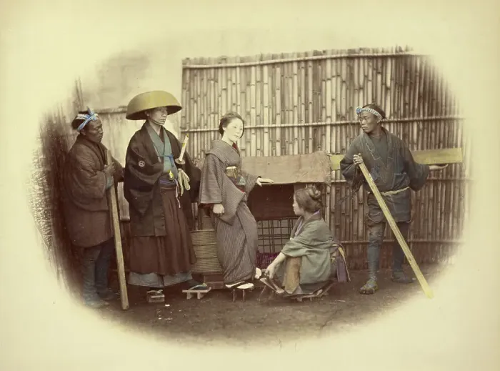 Framed Print : Norimono or Sedan Chair, 1866-1867. Creator: Felice Beato