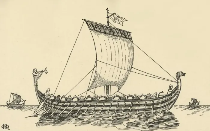 Framed Print : The Norman Ship (based on the Bayeux Tapestry), (1931). Artist: Charles Henry Bourne Quennell Framed Print : The Norman Ship (based on the Bayeux Tapestry), (1931). Artist: Charles Henry Bourne Quennell