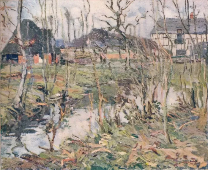 Framed Print : A Normandy Farm, c1911. Artist: George Oberteuffer Framed Print : A Normandy Farm, c1911. Artist: George Oberteuffer